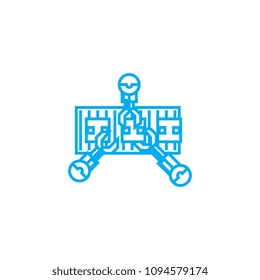 Belt conveyor linear icon concept. Belt conveyor line vector sign, symbol, illustration.