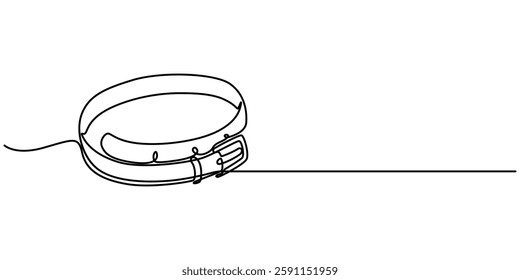 Belt drawn in one continuous line. hand drawing, minimalism. Vector illustration, one line art belt buckle vector illustration. outline art, pro concept, strap, hand drawn and sketch style. 