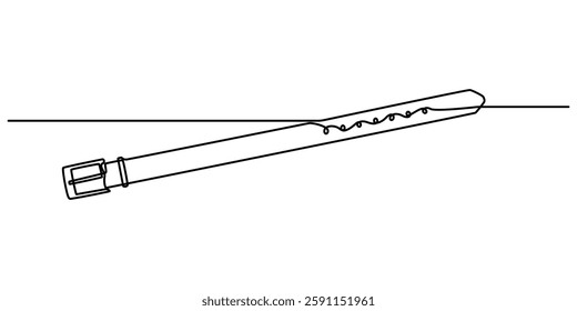 Belt drawn in one continuous line. hand drawing, minimalism. Vector illustration, one line art belt buckle vector illustration. outline art, pro concept, strap, hand drawn and sketch style. 