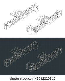 Belt driven linear actuator isometric blueprints