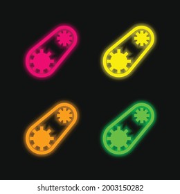 Belt four color glowing neon vector icon