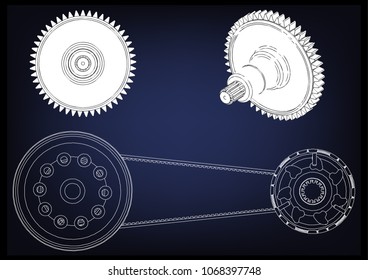 Belt gear on a blue background, vector image