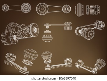 Belt gear on a brown background, vector image