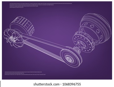 Belt gear on a purple background, vector image