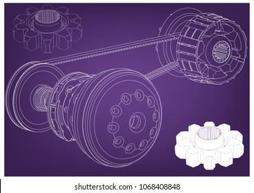 Belt gear on a purple background, vector image