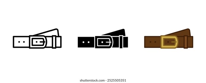 Ícone da correia. Cinto de couro com fivela ilustração vetor. Símbolo de cinto de calças castanho. Sinal de acessório de moda masculina. Pictograma de cinta de cintura isolado.