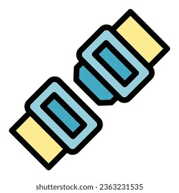 Belt lock car icon outline vector. Safe drive. Fasten secure color flat