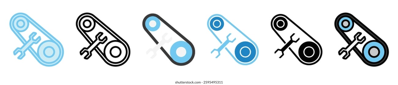 Belt multi style icons set. use for modern concept, print, UI, UX kit, web and app development. Vector EPS 10, related to car service, auto garage, car spare part.