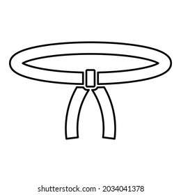 Belt Oriental combat sport Waistband Clothing of fighter karate judo contour outline icon black color vector illustration flat style image