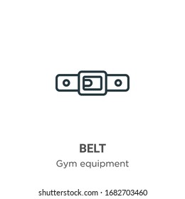 Belt outline vector icon. Thin line black belt icon, flat vector simple element illustration from editable gym equipment concept isolated stroke on white background