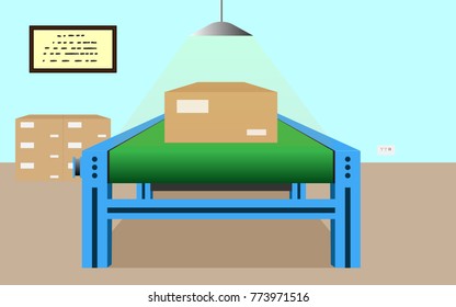 The belt, the packing, the vector illustrations in the factory