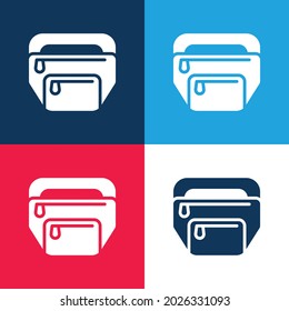 Belt Pouch blue and red four color minimal icon set