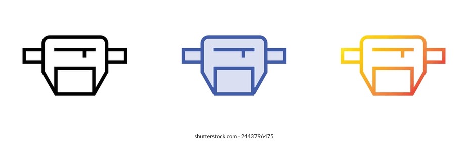 belt pouch icon. Linear, Blue Fill and Gradient Style Design Isolated On White Background