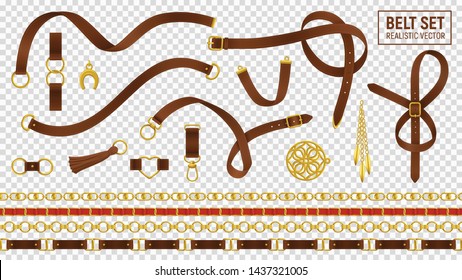 Belt realistic transparent set with buckle and chain isolated vector illustration - Powered by Shutterstock - Get 15% off with code: PIKWIZARD15