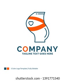 Belt, Safety, Pregnancy, Pregnant, women Logo Design. Blue and Orange Brand Name Design. Place for Tagline. Business Logo template.