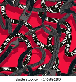 Belt seamless pattern with plastic clasp. Trendy sport textile design.