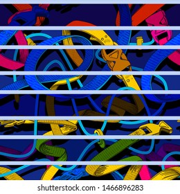 Belt seamless pattern with plastic clasp. Trendy sport textile design.