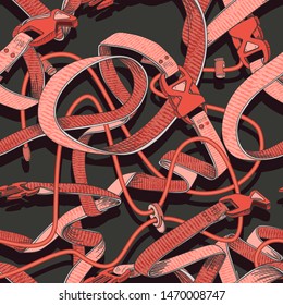 Belt seamless pattern with plastic clasp. Trendy sport textile design.