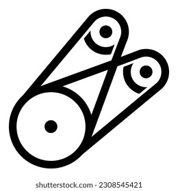 Belt transmission mechanism with three pulleys drive part automobile tension rollers engine spare auto repair wheels with rubber tape V-belt Automotive concept icon black color vector illustration 