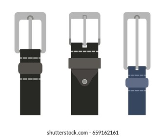 Belt for trouser buckles set. Vector illustration