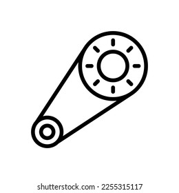 Belt And Two Pulleys outline vector icon isolated on white background. Belt And Two Pulleys line icon for web, mobile and ui design