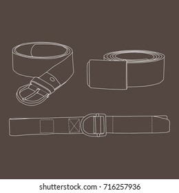 Belt, vector, drawn, icon, set