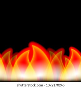 Beltane bonfire horizontal decoration on black background vector illustration