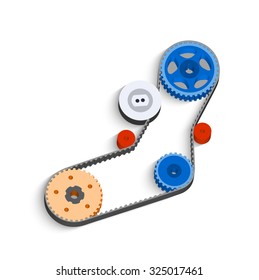 The belt-driven mechanism in 3D