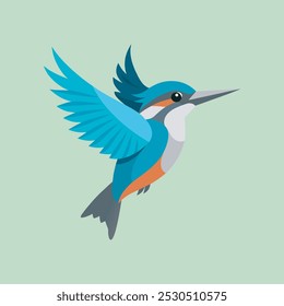 Pássaro Kingfisher em movimento voador arte vetorial