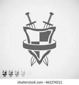 belted shield with swords icon. Vector Illustration