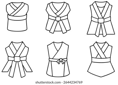 Belted wrap line art abstract drawing unique trendy outfit.eps
