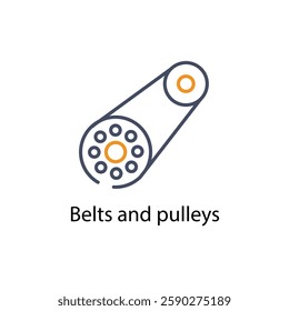 Belts and pulleys vector icon stock illustration