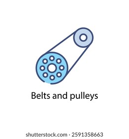 Belts and pulleys vector icon stock illustration
