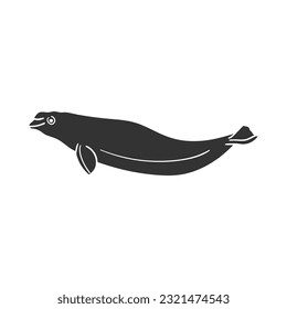 Beluga Icon Silhouette Illustration. Sea Animals Vector Graphic Pictogram Symbol Clip Art. Doodle Sketch Black Sign.
