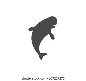 Beluga icon. vector beluga fish. Vector white whale. Fish icon. Dolphin illustration