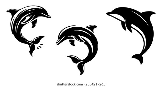 Beluga icon, whale dolphin, Dolphins Icon with Long Shadow, Dolphins Icon on Black and White Vector Backgrounds, Dolphin Black and White Square Icon, pro vector illustration.