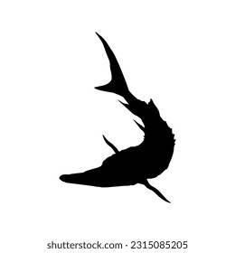 Beluga Sturgeon or Huso Fish Silhouette, Fish Which Produce Premium and Expensive Caviar, For Logo Type, Art Illustration, Pictogram, Apps, Website or Graphic Design Element. Vector Illustration