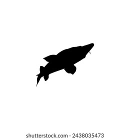 Beluga Sturgeon or Huso Fish Silhouette, Flat Style, Fish Which Produce Premium and Expensive Caviar, For Logo Type, Art Illustration, Pictogram, Apps, Website or Graphic Design Element. Vector