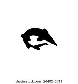 Beluga Sturgeon or Huso Fish Silhouette, Flat Style, Fish Which Produce Premium and Expensive Caviar, For Logo Type, Art Illustration, Pictogram, Apps, Website or Graphic Design Element. Vector