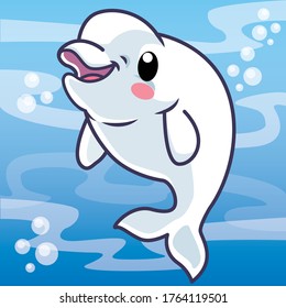 Beluga whale cartoon, animal cartoon cute, cartoon cute 