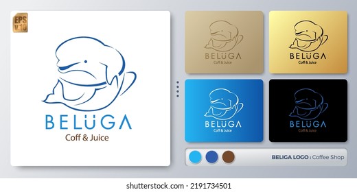 beluga whale vector illustration Logo design. Blank name for insert your Branding. Designed with examples for all kinds of applications. You can used for company, indentity, coffee shop, restaurant.