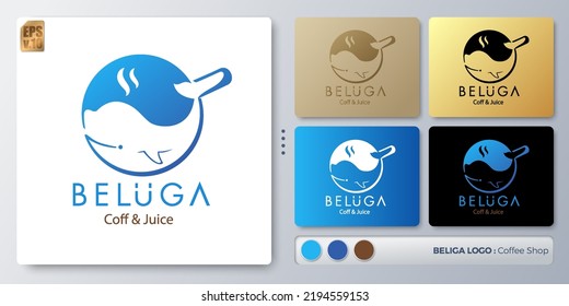 beluga whale vector illustration Logo design. Blank name for insert your Branding. Designed with examples for all kinds of applications. You can used for company, indentity, coffee shop, restaurant.