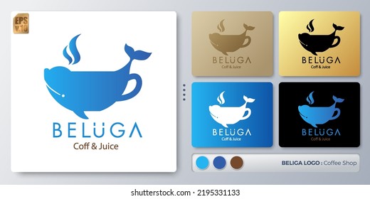 beluga whale vector illustration Logo design. Blank name for insert your Branding. Designed with examples for all kinds of applications. You can used for company, indentity, coffee shop, restaurant.