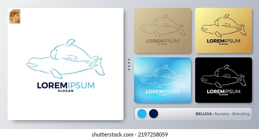 beluga whale vector illustration Logo design. Blank name for insert your Branding. Designed with examples for all kinds of applications. You can used for indentity, Nursery, helthcare, baby shop.