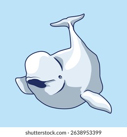 beluga whale with white background separate