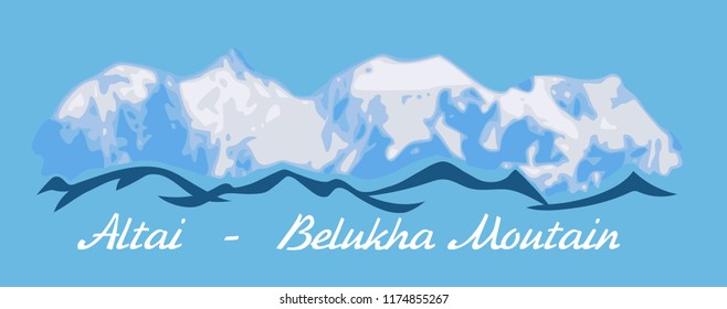 Belukha Mountain is the highest in Altai, vector illustration
