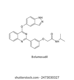 Belumosudil flat skeletal molecular structure Rho-Kinase Inhibitor drug used in graft versus host disease, GHVD treatment. Vector illustration scientific diagram.