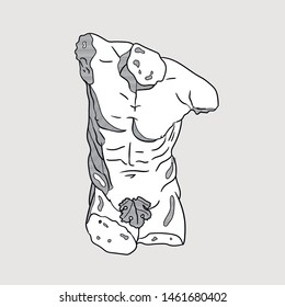 Belvedere Torso.  Vector Illustration Hand Drawn. 