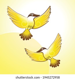 Bem Te Vi Cute Yellow Birds Couple Illustration Vector