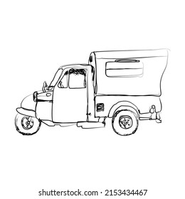 Icono bemo del antiguo transporte público de Yakarta. (Bemo es un transporte motorizado de tres ruedas)